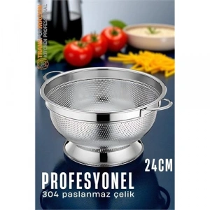 Ayaklı Kevgir - 304 Paslanmaz Çelik Profesyonel Ayaklı Süzgeç 24 Cm
