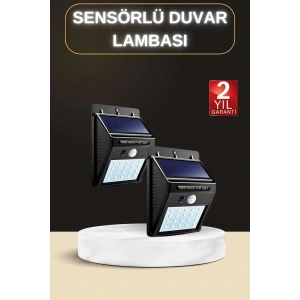 Bahçe Aydınlatma Sensörlü Güneş Enerjili Duvar Lambası 40 Led Işık