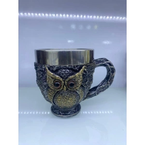 Baykuş Çelik Kupa Bardak Kod 6931