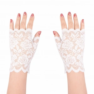 Beyaz Dantel Parmaksız Kısa Eldiven