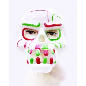 Beyaz Üzeri Rengarenk Korku Dişli Kafatası Maskesi 30x22 cm (5047)