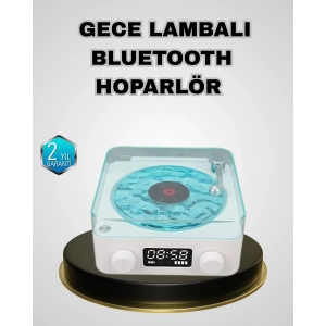 Bluetooth Hoparlörlü Gece Lambası Dijital Saat Ekranlı Su Dalgası Efektli Dekoratif