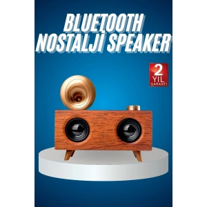 Bluetooth Nostalji Speaker Radyo Gramofon Ahşap Renk Vintage