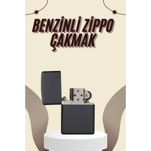 Çakmak Parlak Siyah  Benzinli Çakmak Cep Boy Doldurulabilir