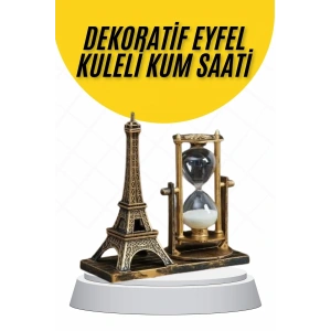 Dekoratif Eyfel Kulesi ve Kum Saati Vintage Tarzı Masa Süsü Biblo