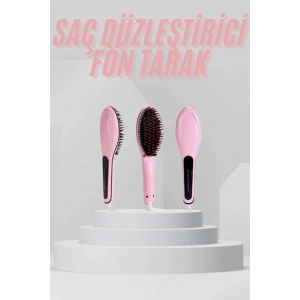 Elektrikli Saç Düzleştirici Tarak Saç Düzleştirici Fırça Sıkı Dişli Pembe