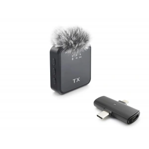 F15 Type-C + Lightning Kablosuz Yaka Mikrofonu - Siyah