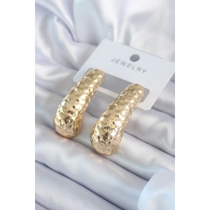 Gold Renk İşleme Detay Pirinç Kadın Küpe