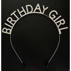 Gümüş Kristal Taşlı Birthday Girl Doğum Günü Tacı İthal Ürün A Kalite 17x16 cm (5047)