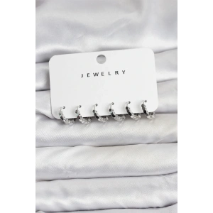 Gümüş Renk Pirinç Minimal Petek Detaylı Kadın Küpe Seti