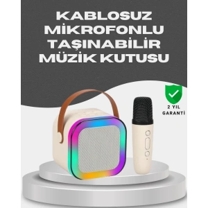 Kablosuz Karaoke Mikrofon Hoparlör Seti Güçlü Ses Çıkışı