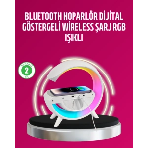 Kablosuz Şarjlı LED Masa Lambası Çalar Saat ve Beyaz Gürültü Özellikli
