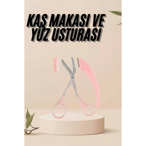 Kavisli Kaş Kirpik Düzeltici Bıyık Alma Taraklı Kaş Makası Yüz Bakım Seti Makas