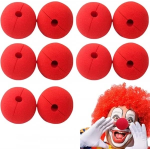 Kırmızı Renk Sünger Palyaço Burnu Takma Burun 10 Adet (5047)