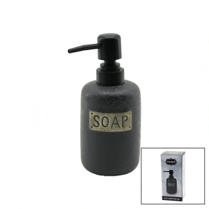 KISA ANTRASİT GRİ - MAT DESEN SERAMİK SIVI SABUNLUK (5047)