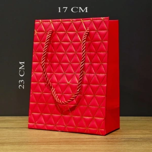 Küçük Boy Kırmızı Gold Renkli Karton Çanta