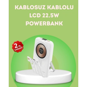 LCD Göstergeli Manyetik Powerbank Type C USB Girişli