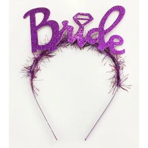 Mor Renk Bekarlığa Veda İtalik Yazı Alyanslı Bride Taç (5047)