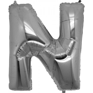 N Harf Folyo Balon Gümüş Renk  40 inç (5047)