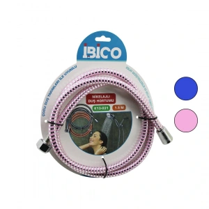 NİKELAJLI RENKLİ PLASTİK DUŞ HORTUMU ANTİ TWİST=DOLANMAZ-KIVRILMAZ-KOPMAZ 1.5MTKARTELALI (5047)