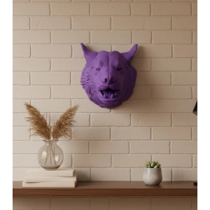 Özel Seri Mor Kurt Duvar Süsü Hediyelik Dekoratif Asılabilir Heykel