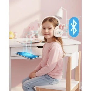 Peluş Tavşan Kulaklı Bluetooth Kulaklık Kablosuz Müzik ve TF Kart Destekli