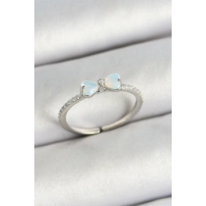 Pirinç Fiyonk Figürlü Zirkon Taşlı Gümüş Renk Ayarlanabilir Kadın Yüzük