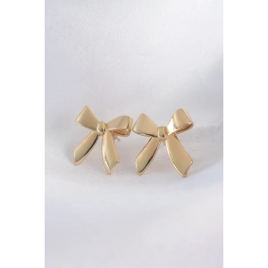 Pirinç Gold Renk Düz Plaka Fiyonk Küpe