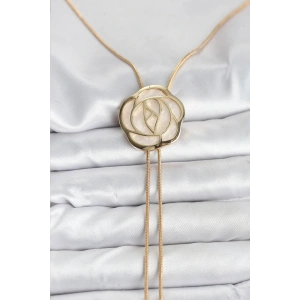 Pirinç Gold Renk Gül Model Asansörlü Kadın Kolye