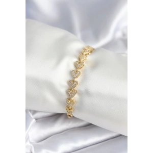 Pirinç Gold Renk Kalp Model Kadın Bileklik