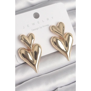 Pirinç Gold Renk Sallantı Kalp Model Kadın Küpe