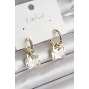 Pirinç Gold Renk Sallantı Zirkon Taşlı Çanta Model Kadın Küpe