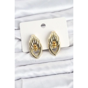 Pirinç Gold Renk Sarmal Damla Model Vintage Kadın Küpe