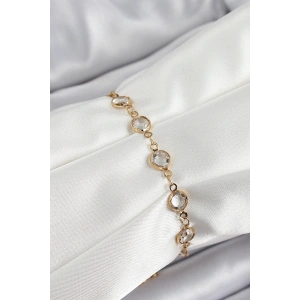 Pirinç Gold Renk Zirkon Taşlı Kadın Bileklik