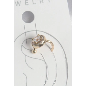 Pirinç Gold Renk Zirkon Taşlı Kadın Kıkırdak Küpe