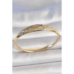Pirinç Gold Renk Zirkon Taşlı Yıldız İşlemeli Kadın Kelepçe