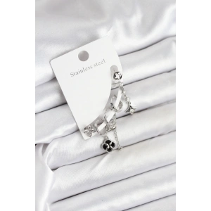 Pirinç Gümüş Renk Kadın Set Küpe