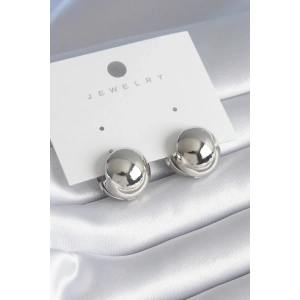 Pirinç Gümüş Renk Top Model Kadın Küpe