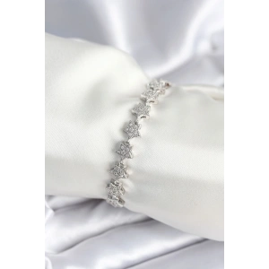 Pirinç Gümüş Renk Yıldız Model Kadın Bileklik