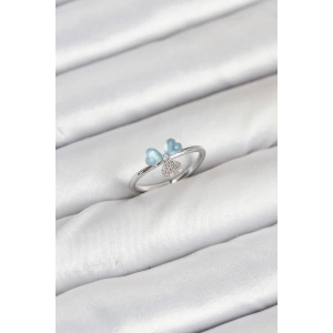 Pirinç Gümüş Renk Yonca Model Kadın Yüzük