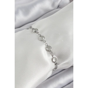 Pirinç Gümüş Renk Zirkon Taşlı Bileklik