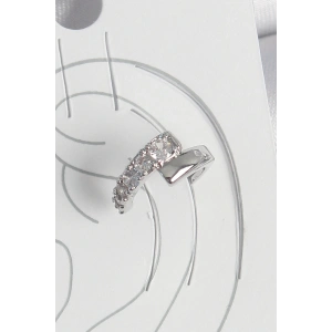 Pirinç Gümüş Renk Zirkon Taşlı Kadın Kıkırdak Küpe