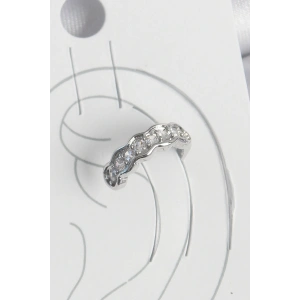 Pirinç Gümüş Renk Zirkon Taşlı Kıkırdak Model Kadın Küpe