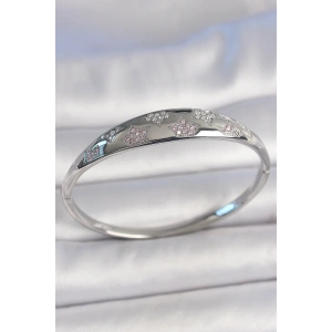 Pirinç Gümüş Renk Zirkon Taşlı Yıldız İşlemeli Kadın Kelepçe