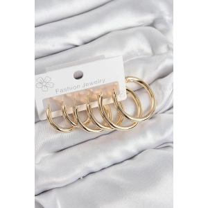 Pirinç Halka Model Gold Renk Kadın Set Küpe