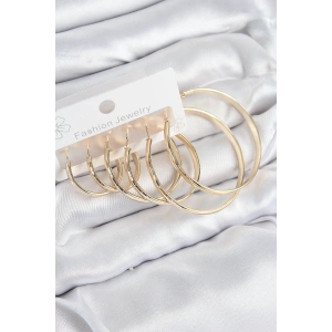 Pirinç Halka Model Gold Renk Kadın Set Küpe