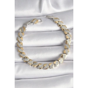 Pirinç Mix Renk Kalp Model Zirkon Taşlı VIP Seri Kadın Bileklik