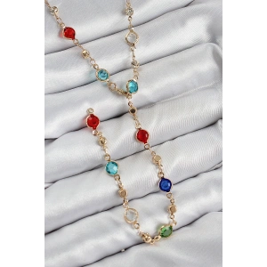 Pirinç Renkli Zirkon Taşlı Model Gold Renk Kadın Y Kolye