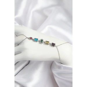 Pirinç Renkli Zirkon Taşlı Model Gümüş Renk Şahmeran