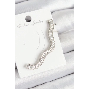 Pirinç Su Yolu Model Gümüş Renk Sağ Kıkırdak Küpe